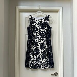 JESSICA SIMPSON DRESS NAVY BLUE & WHITE LACE DRESS fit and flare Easter dress